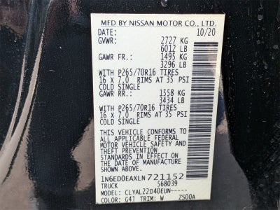 2020 Nissan Frontier SV