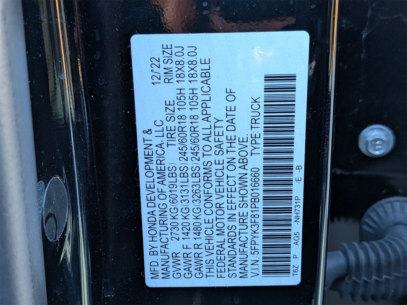 2023 Honda Ridgeline Black Edition