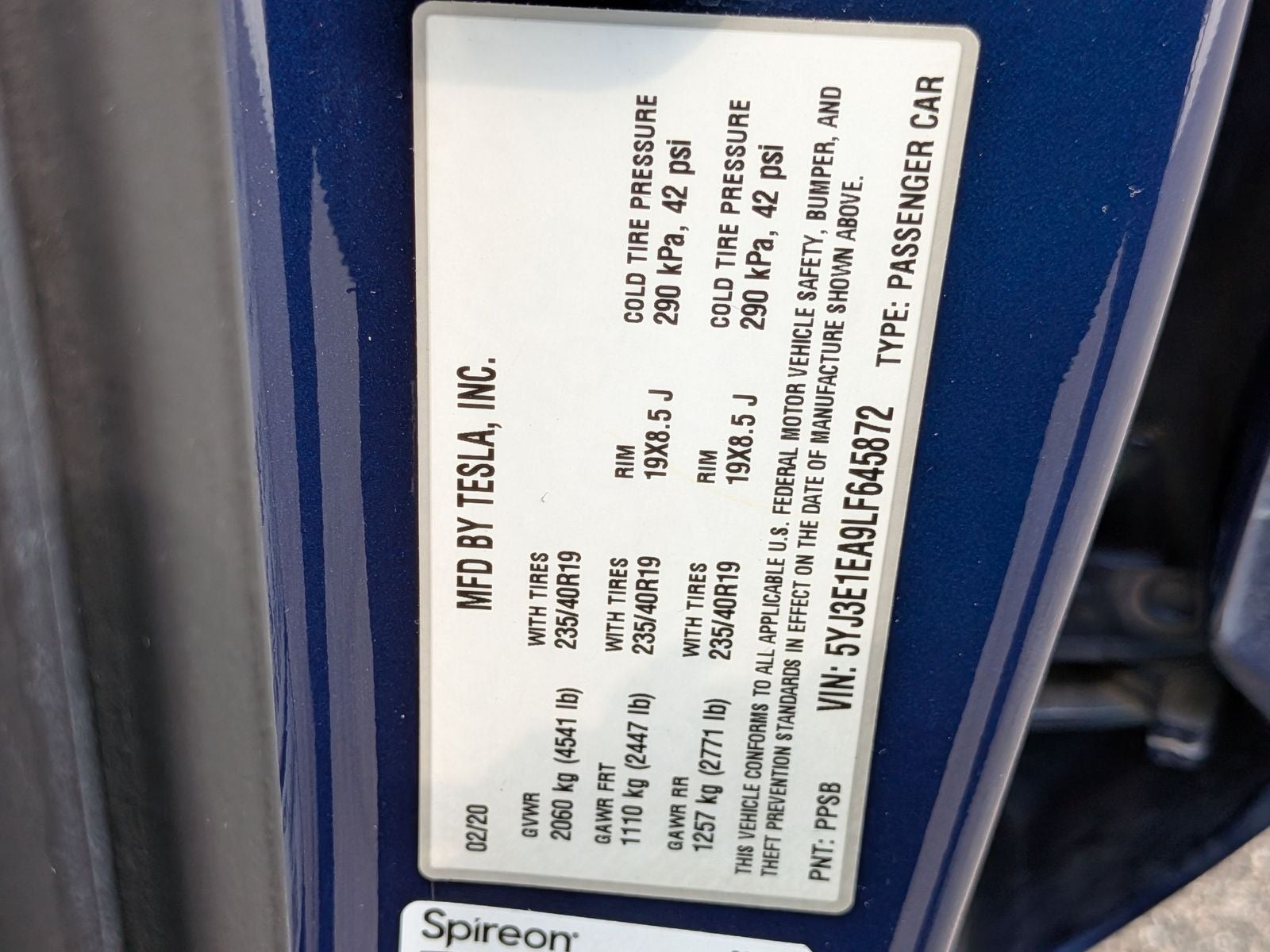 2020 Tesla Model 3 Standard