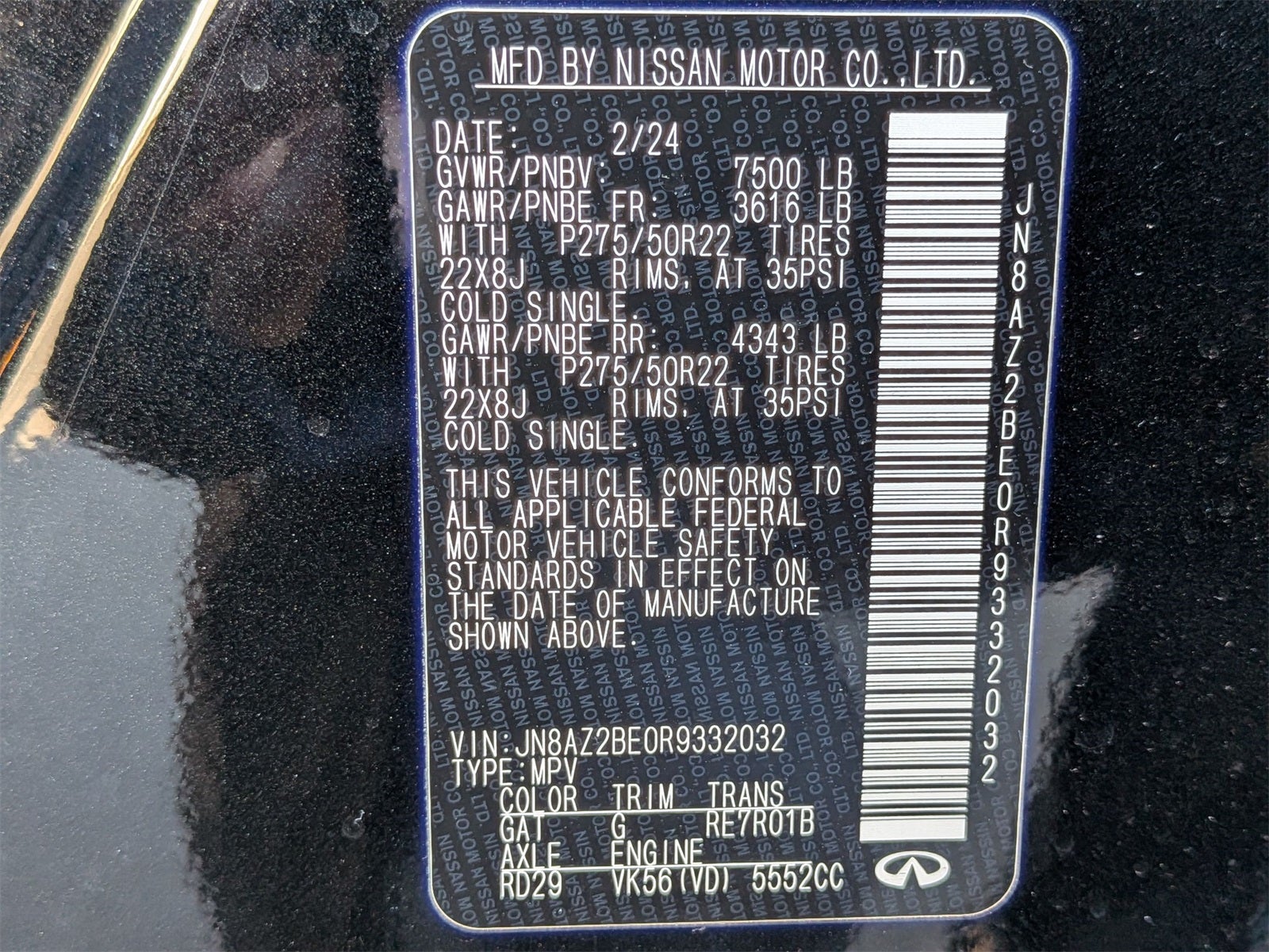 2024 INFINITI QX80 Sensory