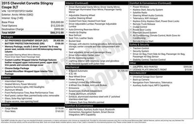 2015 Chevrolet Corvette Stingray 3LT