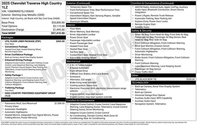 2025 Chevrolet Traverse High Country