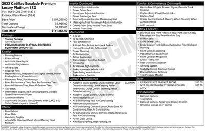2022 Cadillac Escalade Premium Luxury Platinum