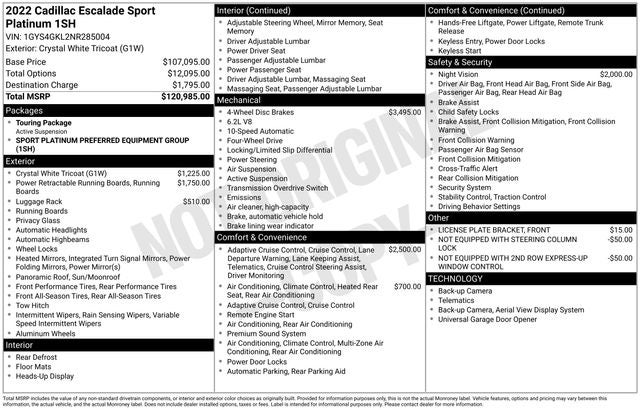 2022 Cadillac Escalade Sport Platinum