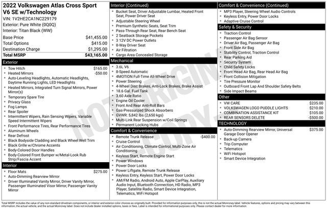 2022 Volkswagen Atlas Cross Sport 3.6L V6 SE w/Technology