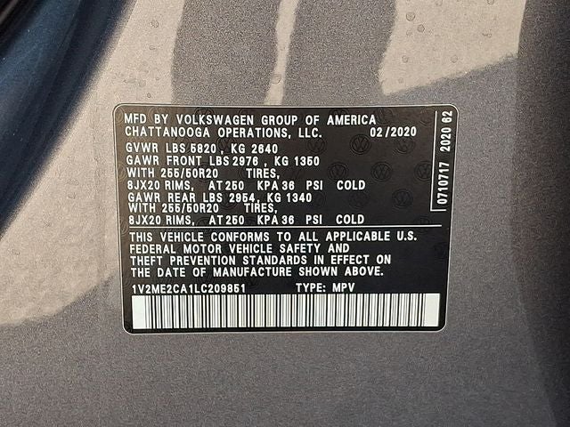 2020 Volkswagen Atlas Cross Sport 3.6L V6 SEL 4Motion