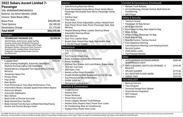 2022 Subaru Ascent Limited