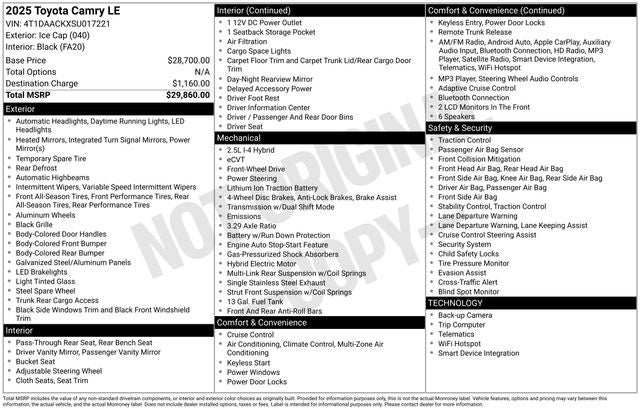 2025 Toyota Camry LE