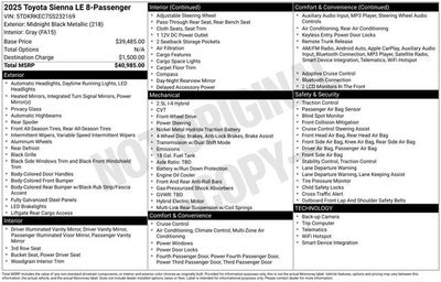 2025 Toyota Sienna LE 8 Passenger