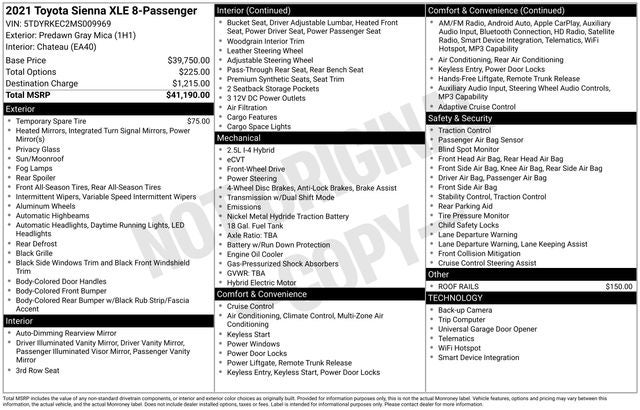 2021 Toyota Sienna XLE 8 Passenger