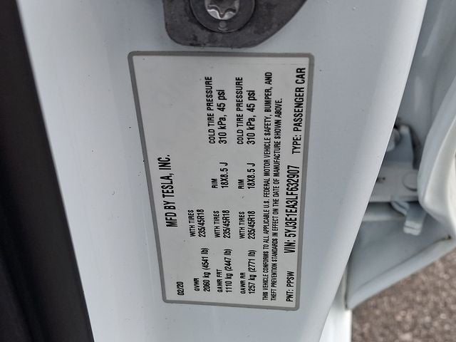 2020 Tesla Model 3 Standard Range Plus