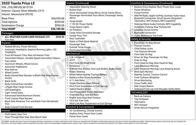 2020 Toyota Prius LE AWD-e