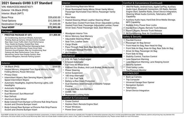 2021 Genesis GV80 3.5T