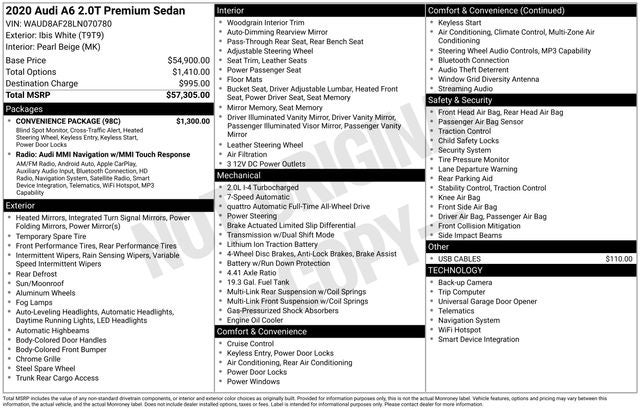 2020 Audi A6 2.0T Premium quattro