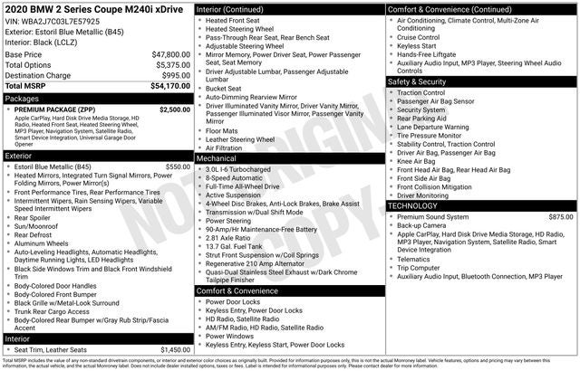2020 BMW 2 Series M240i