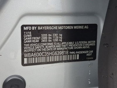 2017 BMW 6 Series 640i Gran Coupe