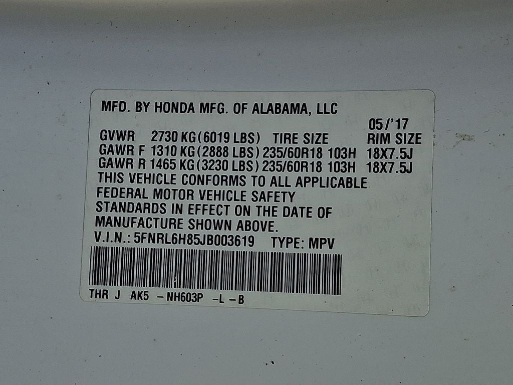 2018 Honda Odyssey Touring