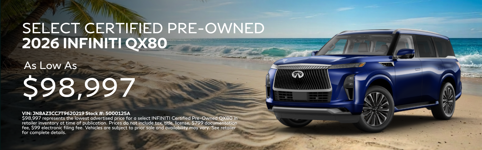 Select Certified Pre-Owned 2026 INFINITI QX80 as Low as $98,