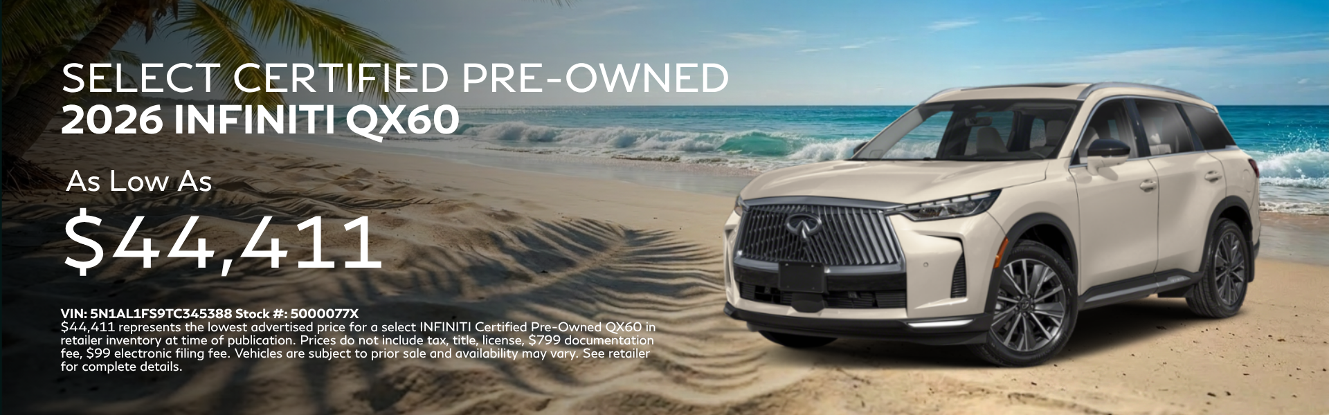 Select Certified Pre-Owned 2026 INFINITI QX60 as Low as $44,