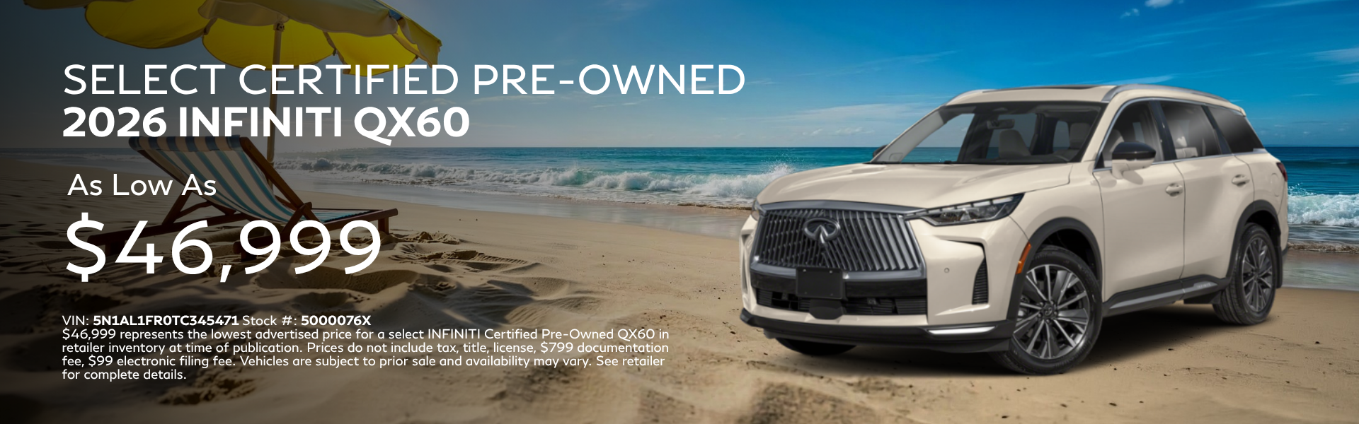 Select Certified Pre-Owned 2026 INFINITI QX60 as Low as $46,