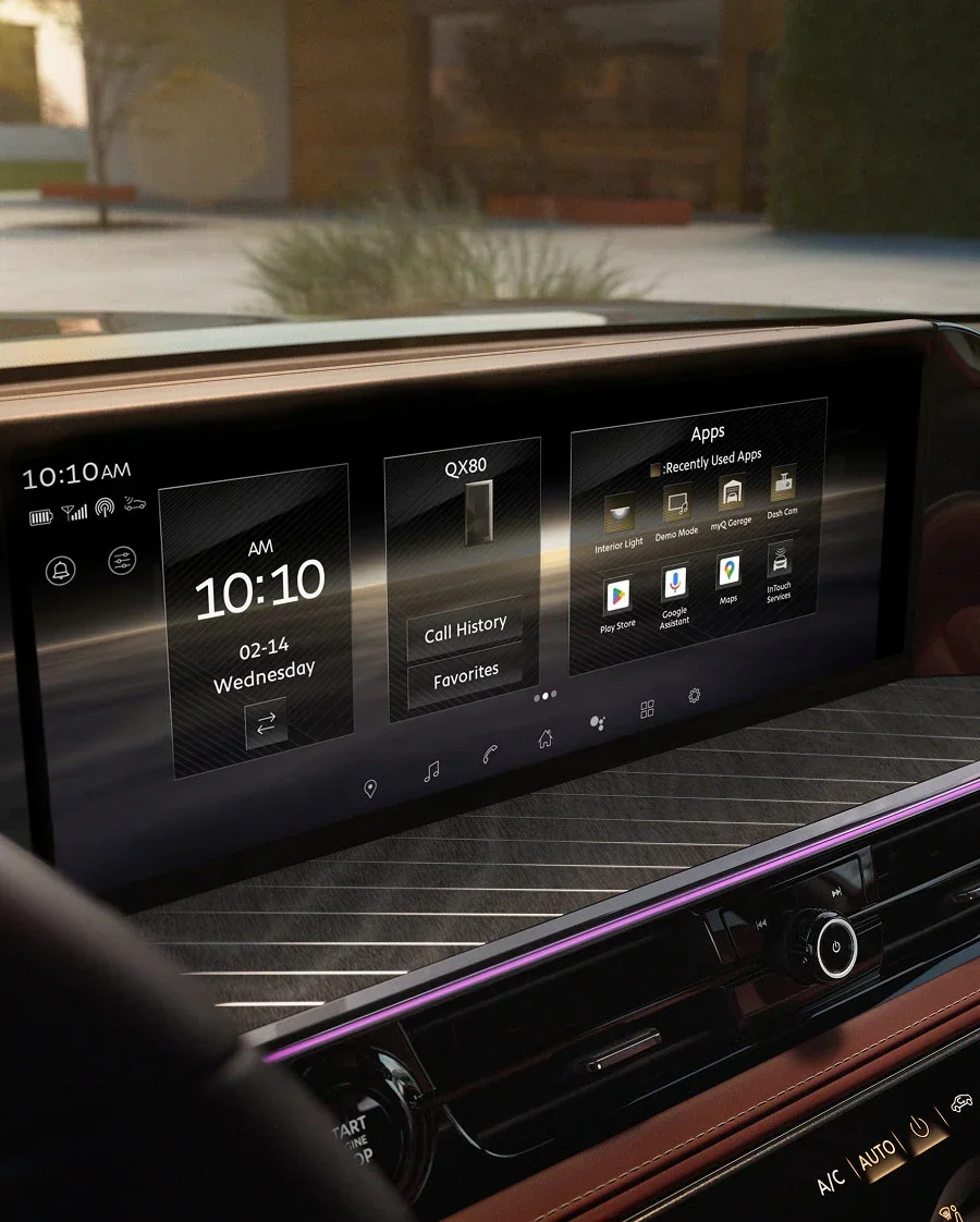 2026 INFINITI QX80 dual 14.3-inch displays with Google built in